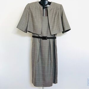 Calvin Klein Women’s Brown Plaid Sleeveless Dress With Matching Bolero Size 8